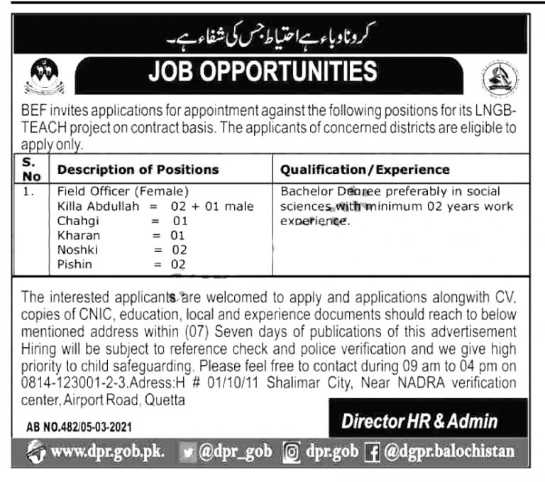 education jobs balochistan online apply