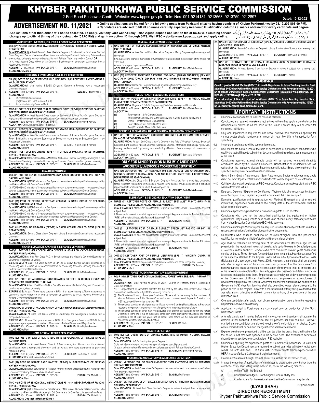 Khyber Pakhtunkhwa Public Service Commission Jobs 2023 PSC KPK www.kppsc.gov.pk