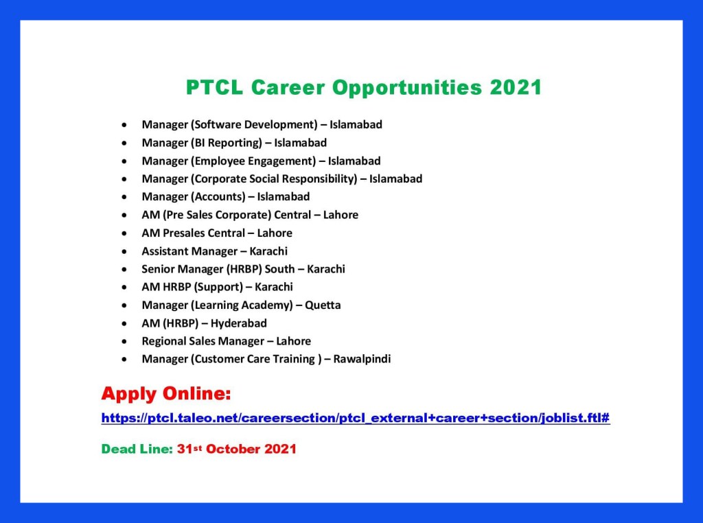 PTCL jobs 2022