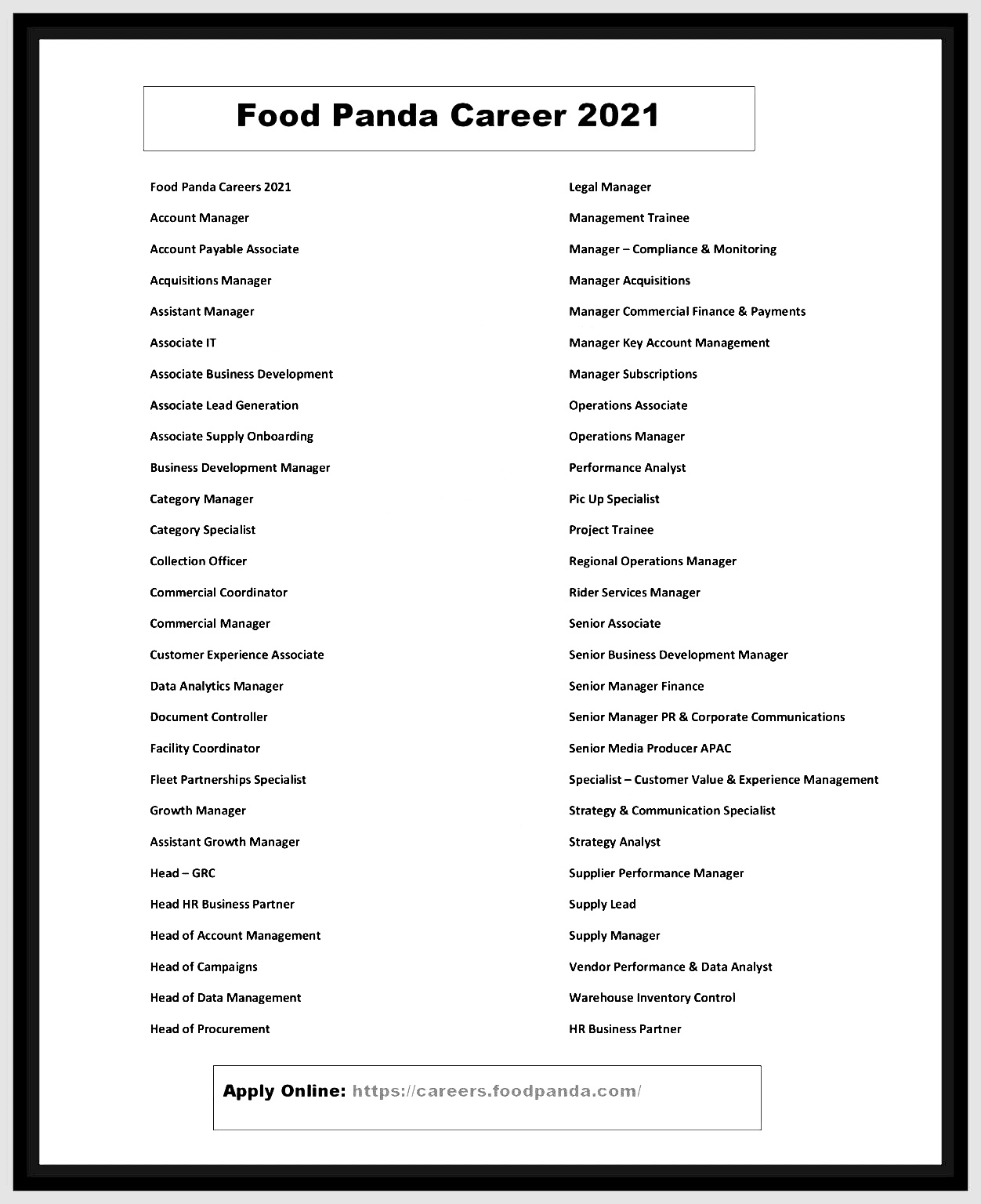 Latest Private Sector Jobs In Pakistan 2022 Food Panda Apply Online