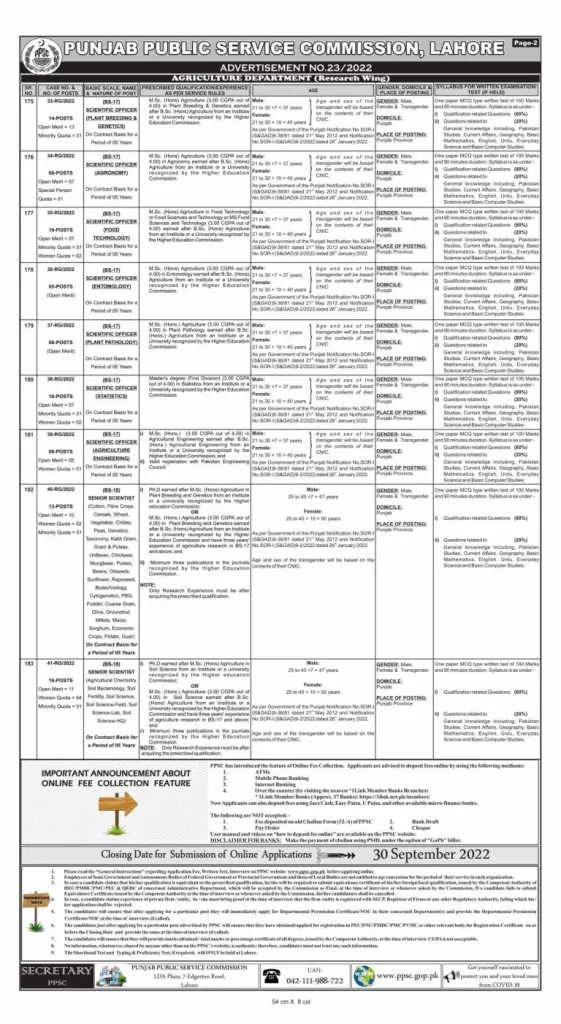 PPSC Latest Jobs 2023 Online Apply Ad