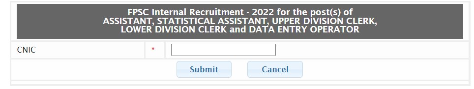 Admission Certificates For FPSC Internal Recruitment 2023 Download online