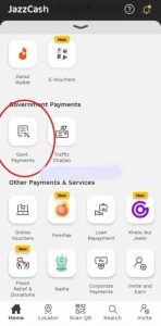 Jazz-Cash-Mobile-Application-and-Choose-Govt-Payments-Options
