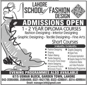 Lahore School of Fashion Designing Admission