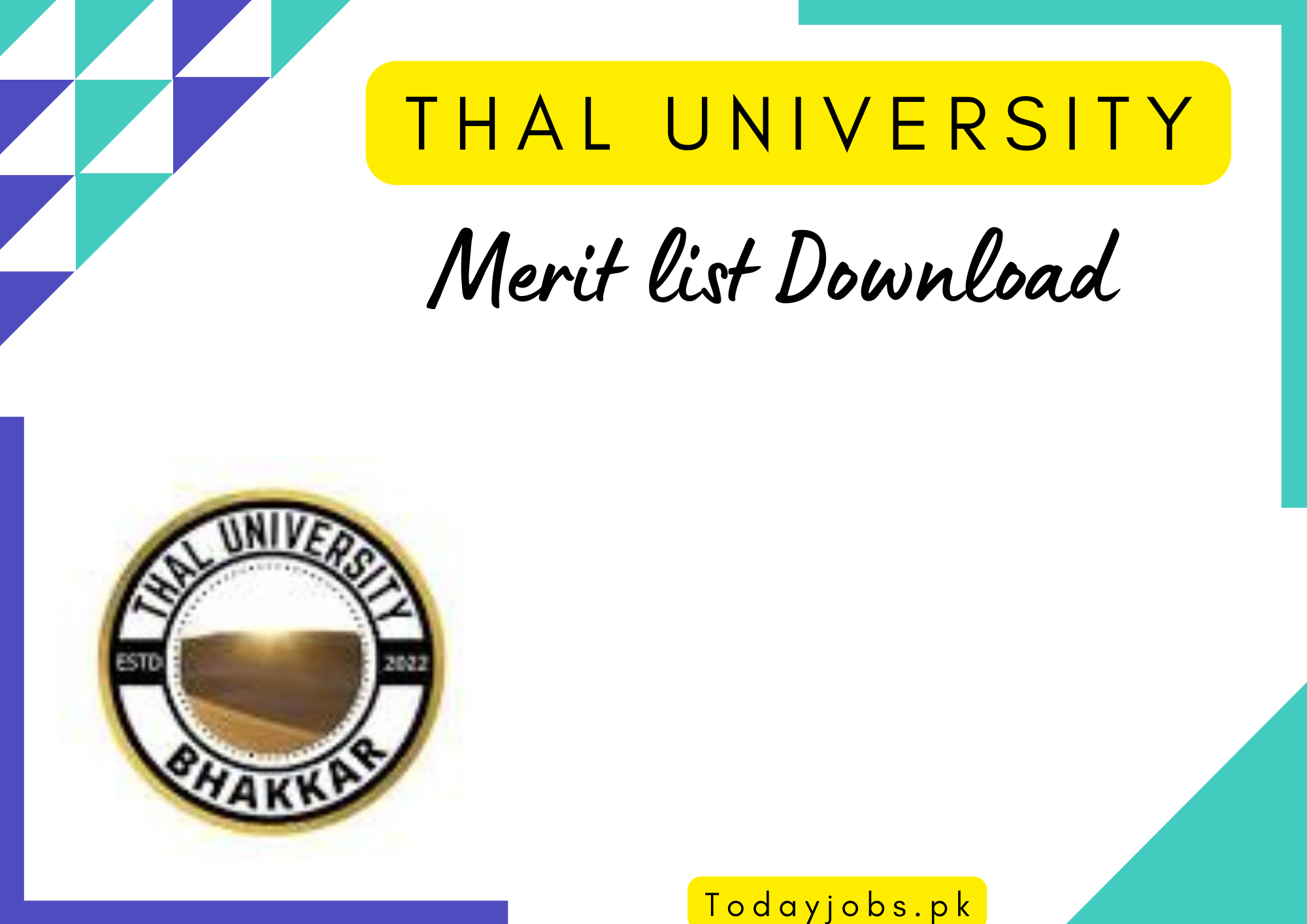 Thal University Merit list 2024