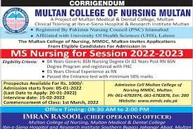 Medical College of Nursing Multan Admission 
