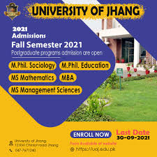 University Of Jhang Admission 2024 Last Date