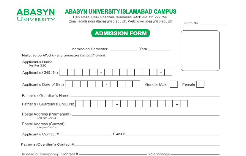 Abasyn University Admission 2023 Last Date