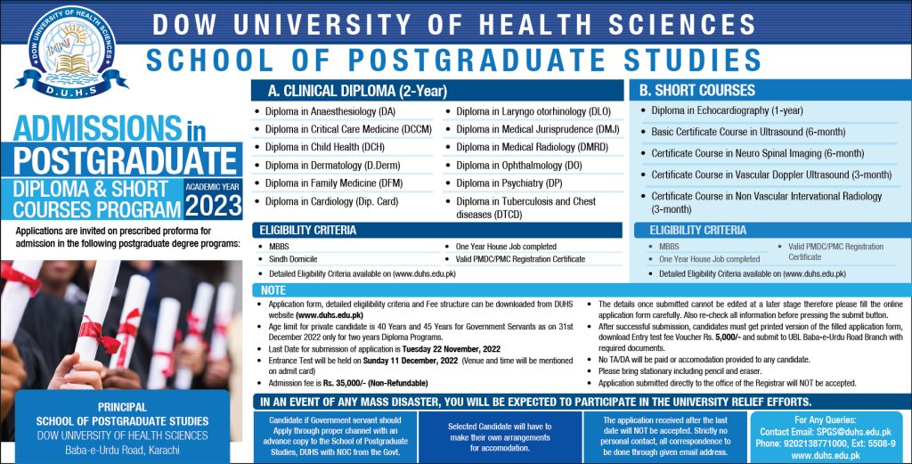 Dow University Of Health Sciences Advertisement