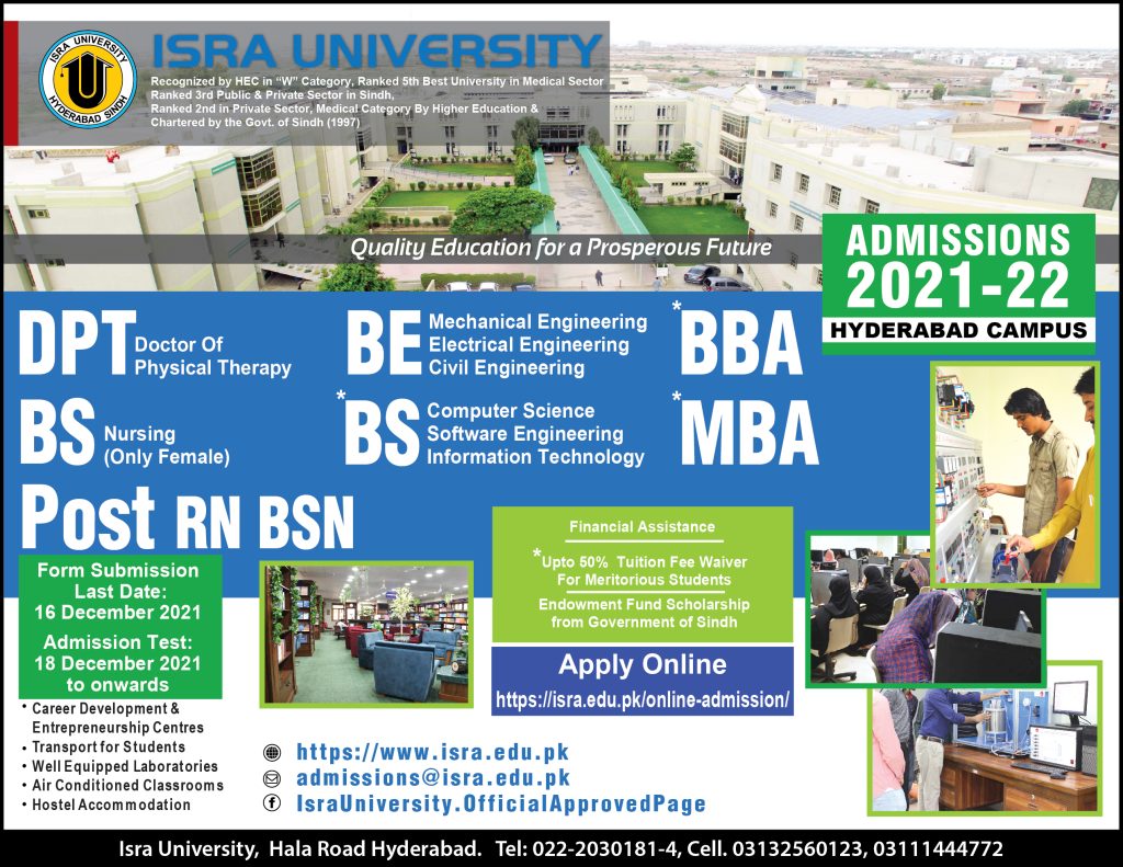 Isra University Admission Advertisement 2023