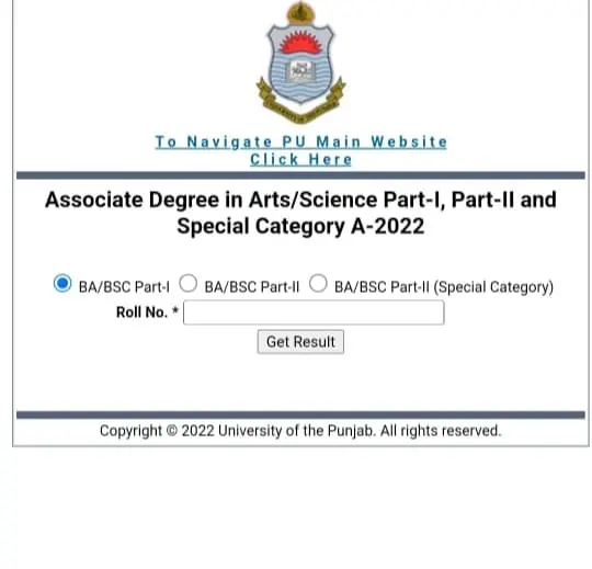 Punjab University BA BSc ADP Result part 1 