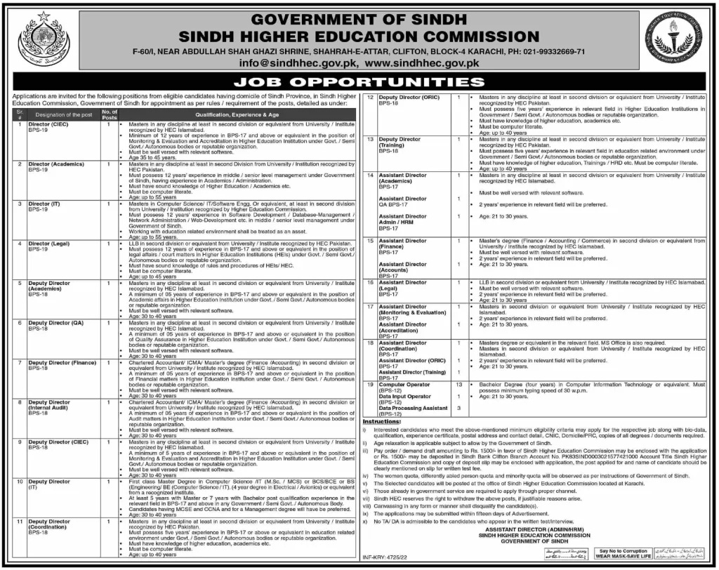 Sindh Higher Education Commission Jobs 2023 Apply Online