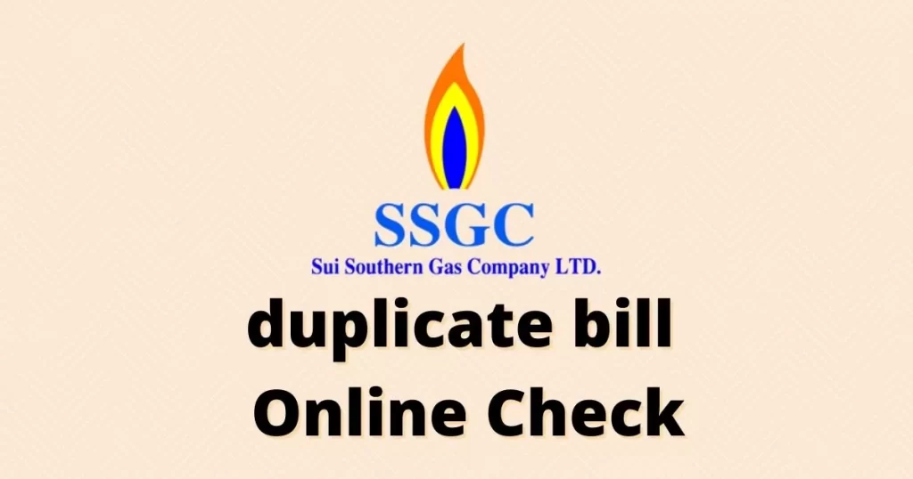 SSGC Duplicate Bill Download Pdf