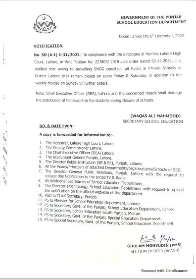 3 Days Per Week Holidays In Educational Institutions