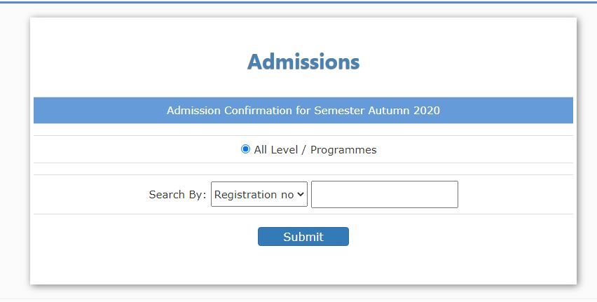 AIOU Admission Confirmation 