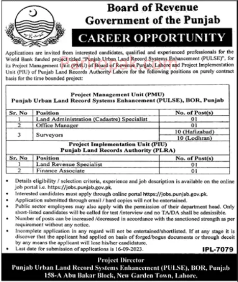 PPSC Board of Revenue Punjab Jobs 2023 Apply Online