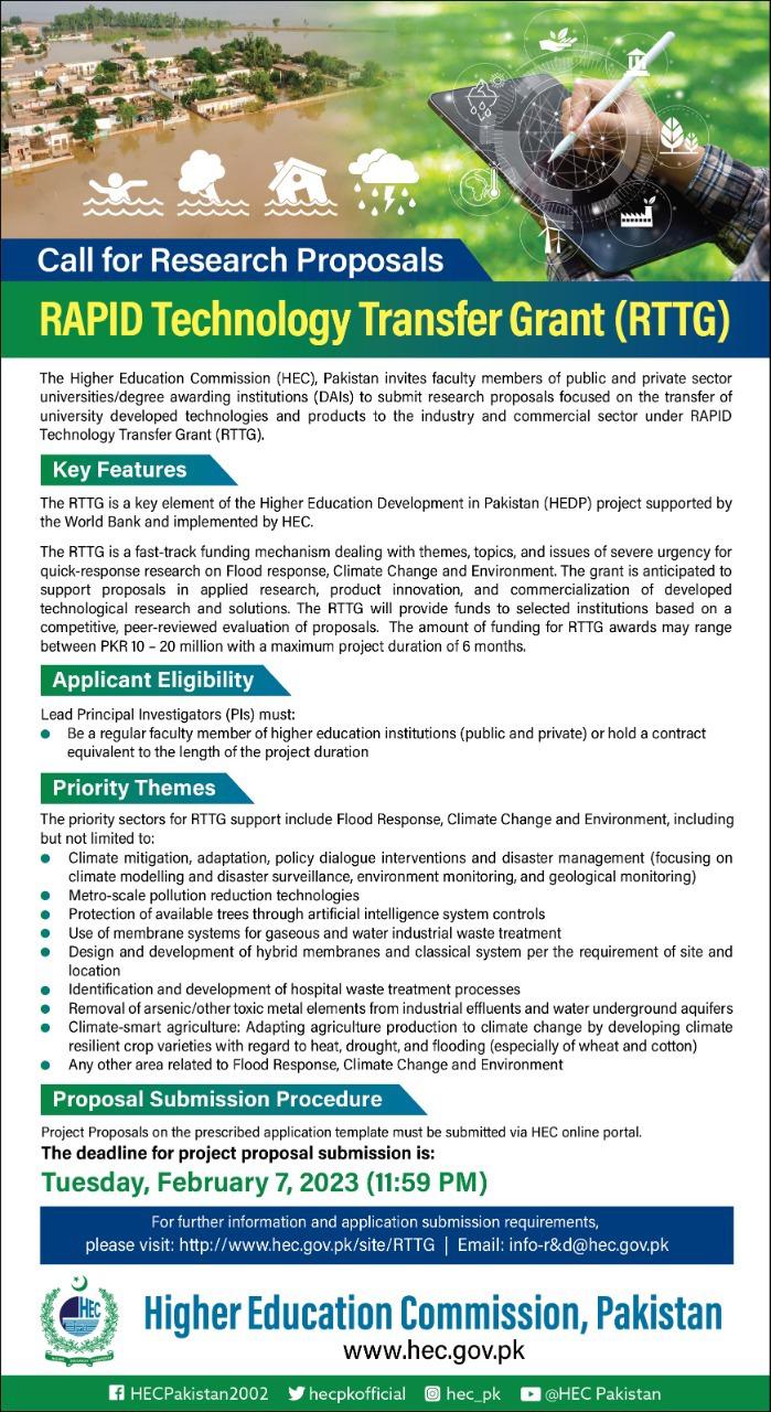 HEC RAPID Technology Transfer Grant (RTTG)
