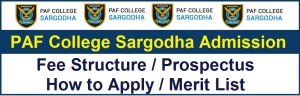 PAF College Sargodha Admission 2024 