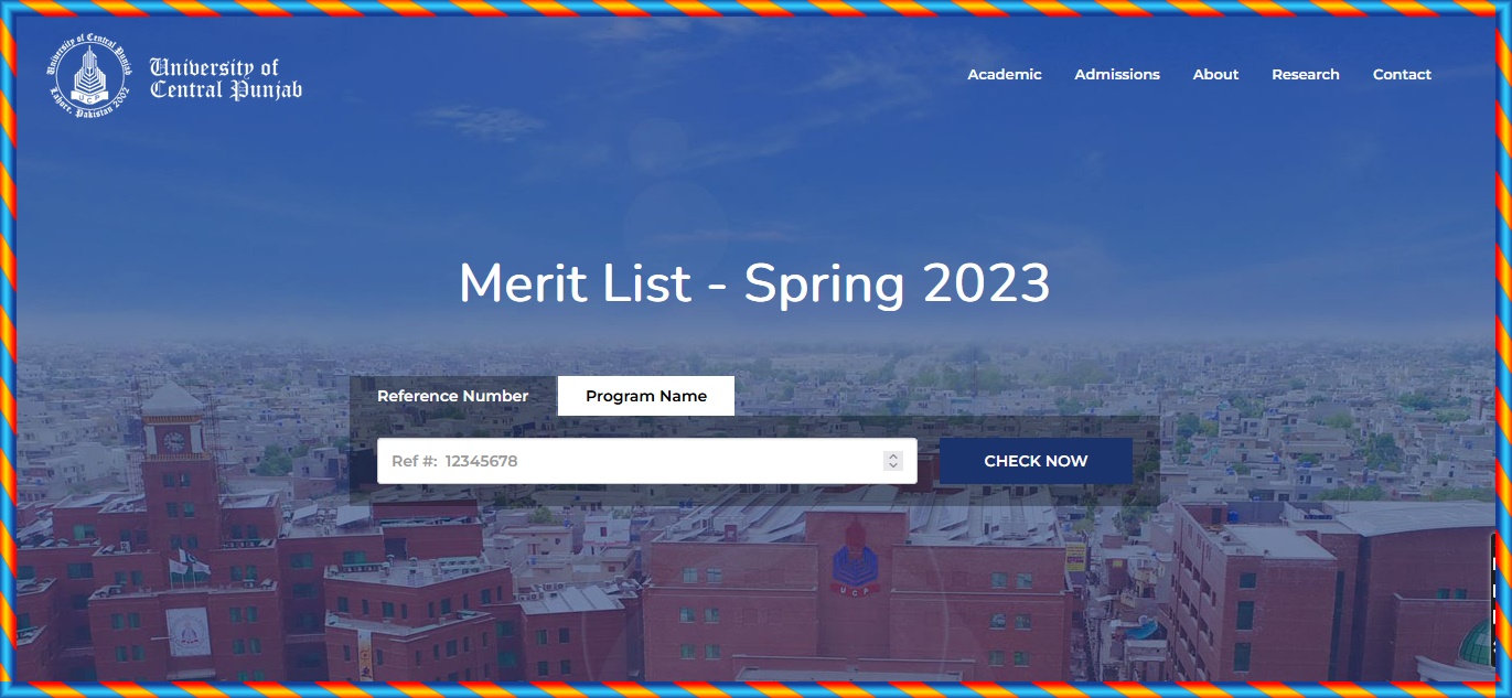 UCP Merit List 2023 Download for Spring by Reference Number