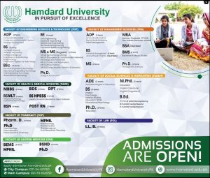 Hamdard University Islamabad Spring Admission 2023