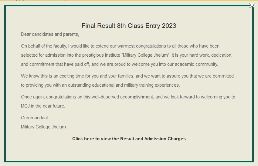MCJ Entry Test Result 2024 Check Final Merit list