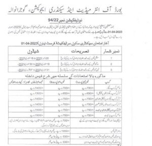 BISE GRW Private Admission Form 2023 