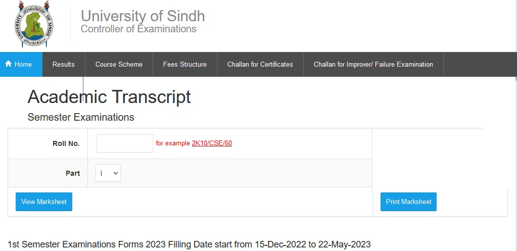 Eportal USindh Result 2023 @www.usindh.edu.pk