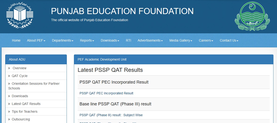 PEF QAT Result 2023 Check Online Punjab Education Foundation