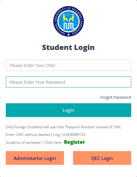 NUML E Registration Form 2024 | Login Portal Online