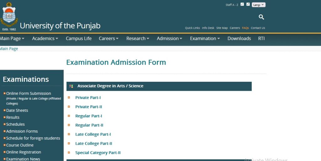 Punjab University PU Online Registration 2024 Last Date