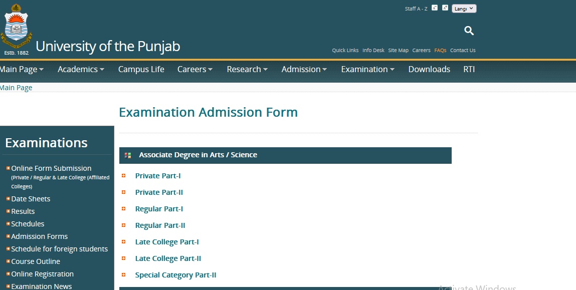 Punjab University PU Online Registration 2024 Last Date