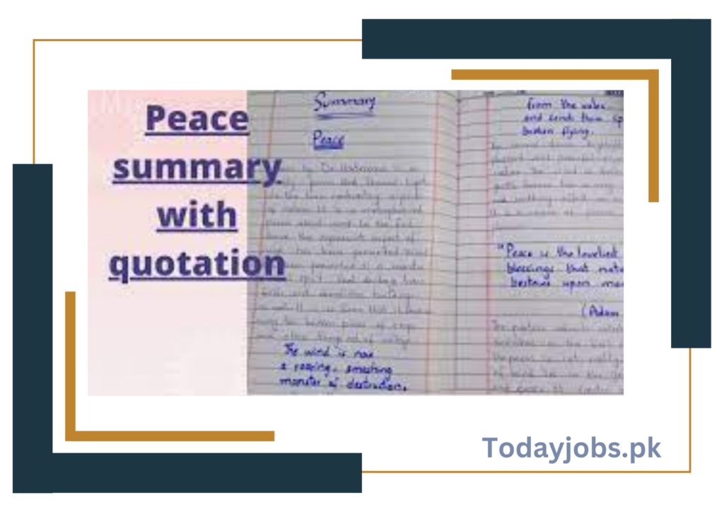 Peace Summary 10th Class Quotations | Poem Overview