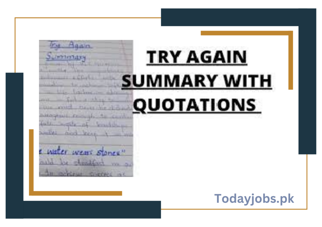 Try Again Summary 10th Class Quotations Check
