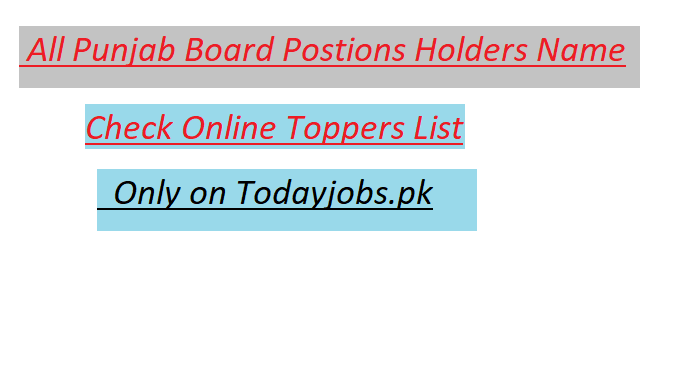 All Punjab Board 10th Class Position Holders 2023 Names