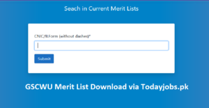 GSCWU Merit List 2023 for BS Program Download PDF