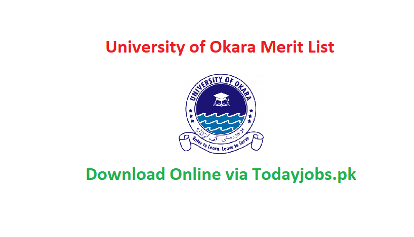 University of OKara Merit List 2023 Download 1st, 2nd and 3rd